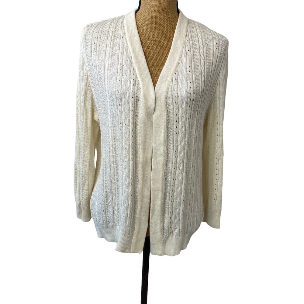 Vintage Philippe Marques Petites Off White  Knit Cardigan Sweater Size 8.